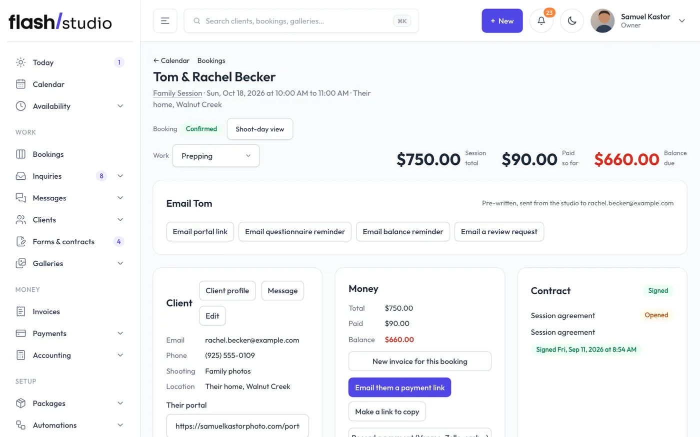 A booking's page.