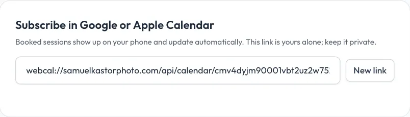 The calendar link in Availability > Calendar connections.