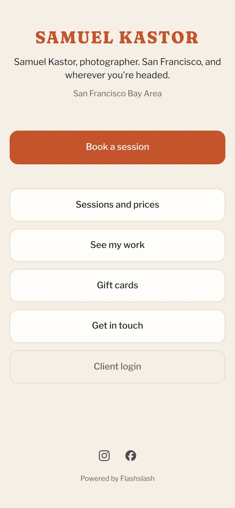 The link-in-bio page on a phone.