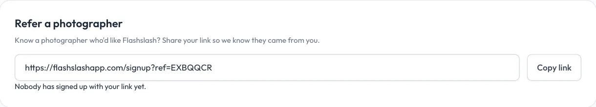 Your referral link, on Plan & billing.