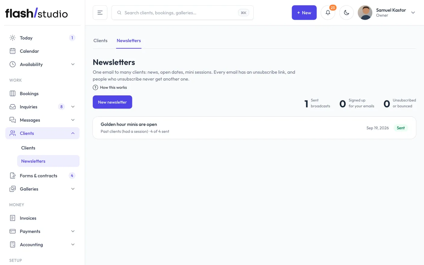 Clients > Newsletters.