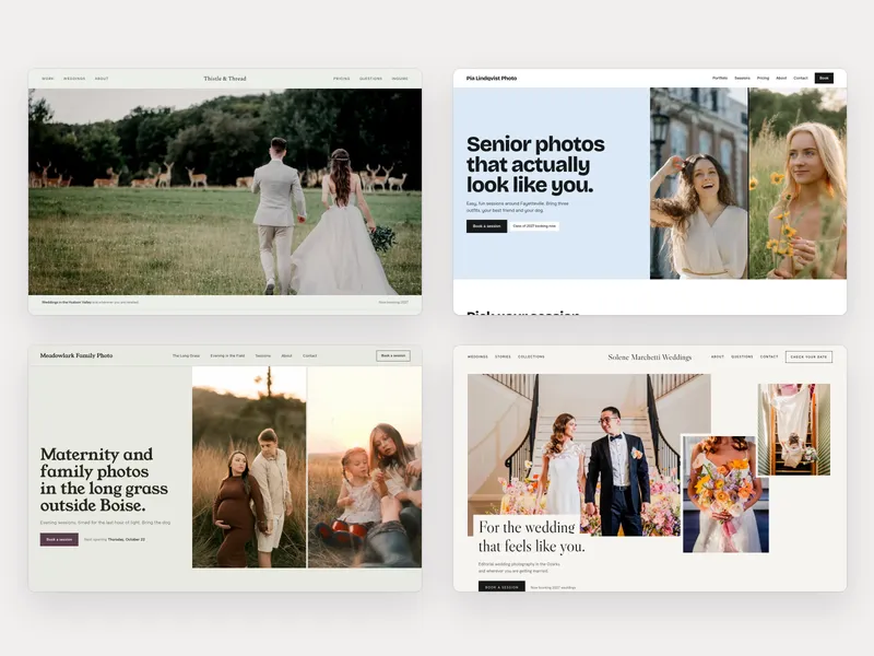 Four studio websites made with Flashslash, each in a different design